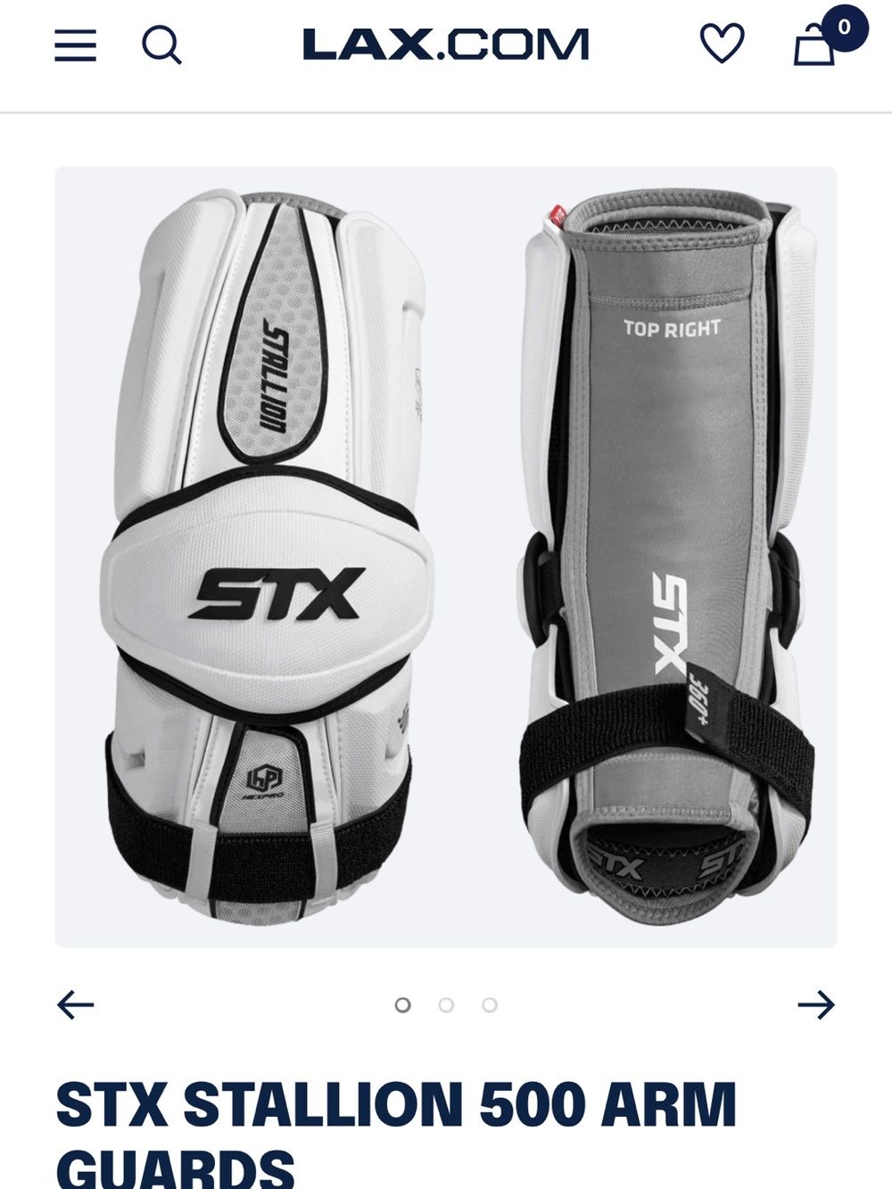STX Stallion 500 Kids White/Gray Arm Guards